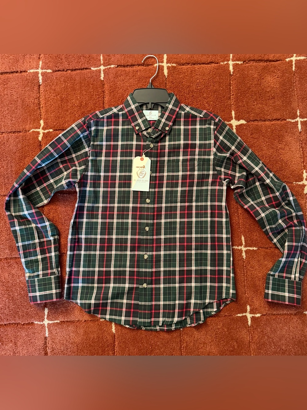 Classic Fit Boy’s Green Plaid Button-Down Shirt